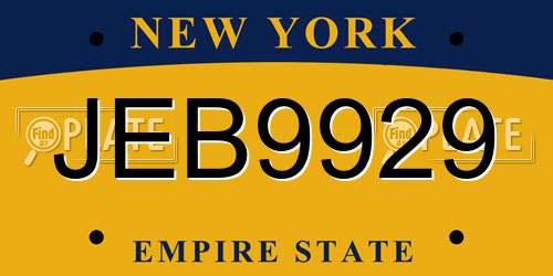 JEB9929 New York License Plate