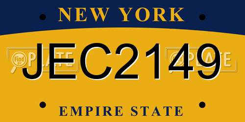 JEC2149 New York License Plate