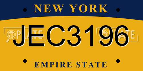 JEC3196 New York License Plate