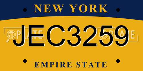 JEC3259 New York License Plate