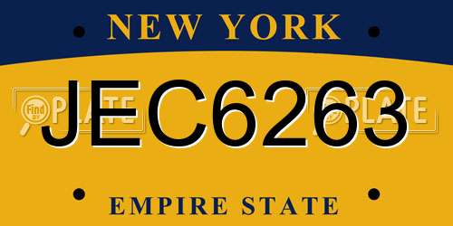 JEC6263 New York License Plate