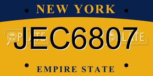 JEC6807 New York License Plate