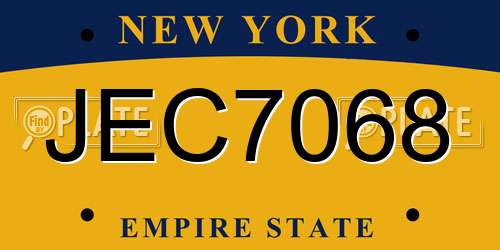 JEC7068 New York License Plate