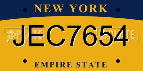JEC7654 New York License Plate