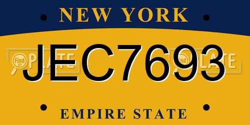 JEC7693 New York License Plate