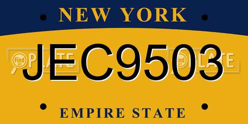 JEC9503 New York License Plate