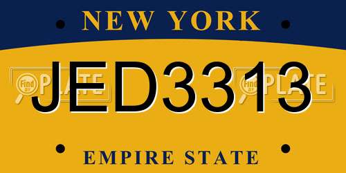 JED3313 New York License Plate