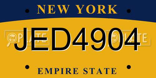 JED4904 New York License Plate