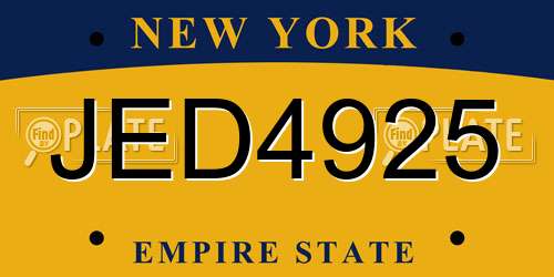 JED4925 New York License Plate