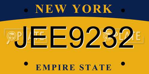 JEE9232 New York License Plate