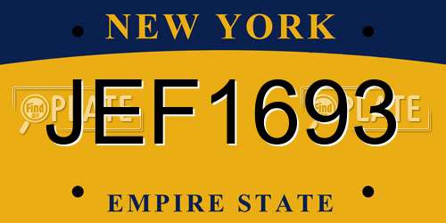 JEF1693 New York License Plate