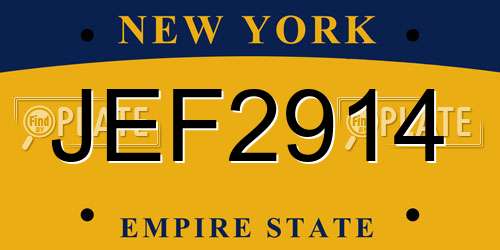 JEF2914 New York License Plate