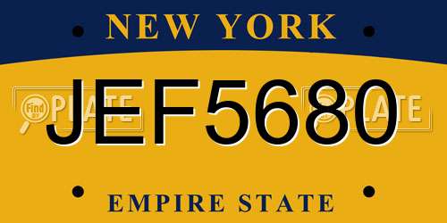 JEF5680 New York License Plate