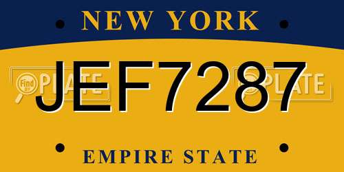 JEF7287 New York License Plate
