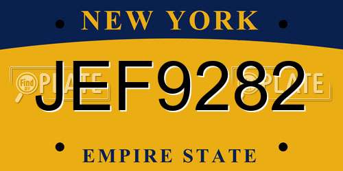 JEF9282 New York License Plate