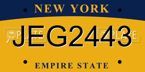 JEG2443 New York License Plate