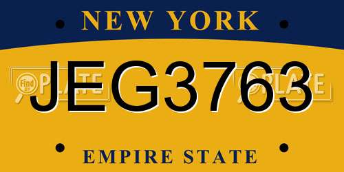 JEG3763 New York License Plate