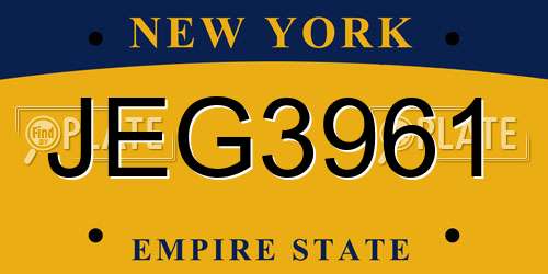 JEG3961 New York License Plate