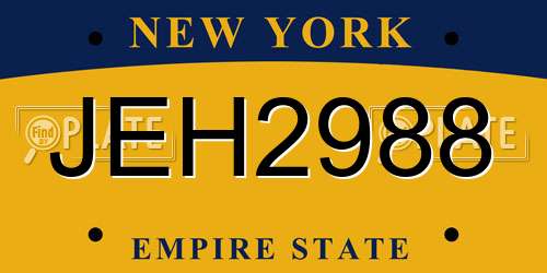 JEH2988 New York License Plate