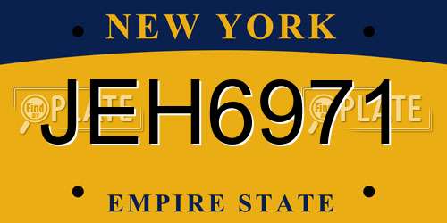 JEH6971 New York License Plate