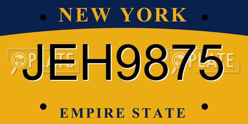 JEH9875 New York License Plate
