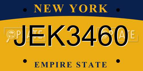 JEK3460 New York License Plate