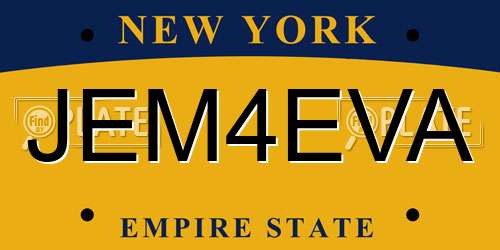 JEM4EVA New York License Plate