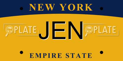 JEN New York License Plate