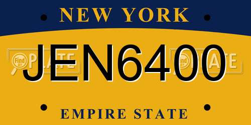 JEN6400 New York License Plate