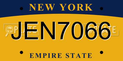 JEN7066 New York License Plate