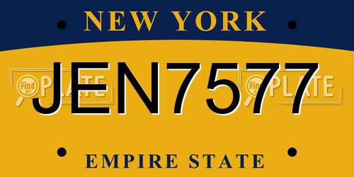 JEN7577 New York License Plate