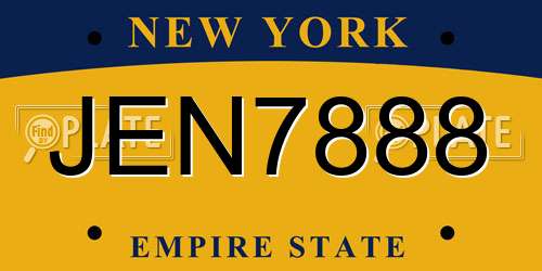 JEN7888 New York License Plate