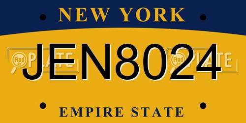 JEN8024 New York License Plate