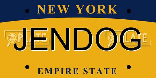 JENDOG New York License Plate