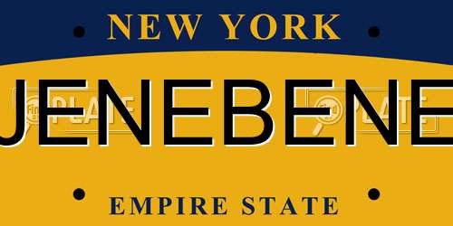 JENEBENE New York License Plate