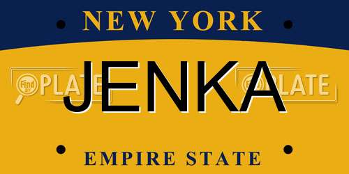 JENKA New York License Plate