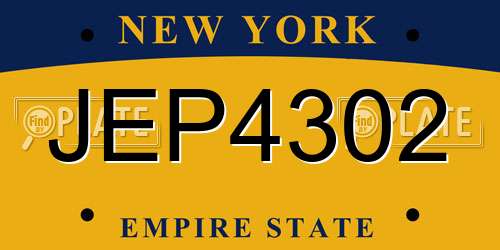 JEP4302 New York License Plate