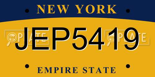 JEP5419 New York License Plate