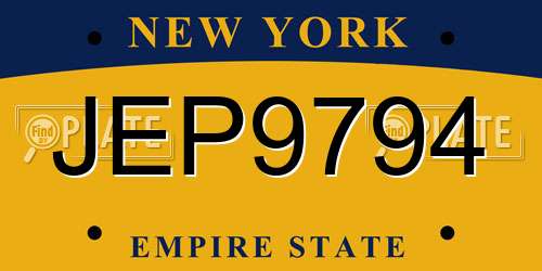 JEP9794 New York License Plate