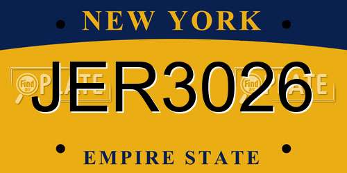 JER3026 New York License Plate