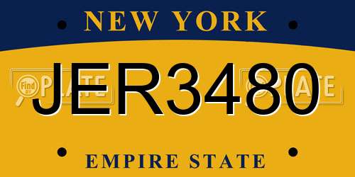JER3480 New York License Plate