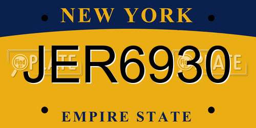 JER6930 New York License Plate
