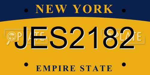 JES2182 New York License Plate