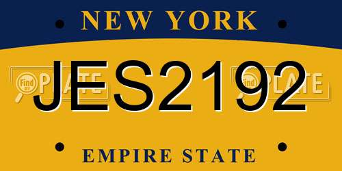 JES2192 New York License Plate