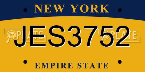JES3752 New York License Plate