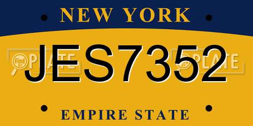 JES7352 New York License Plate