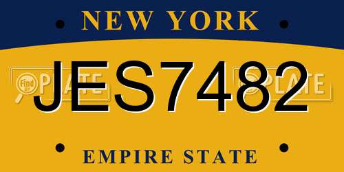 JES7482 New York License Plate