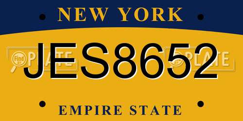JES8652 New York License Plate