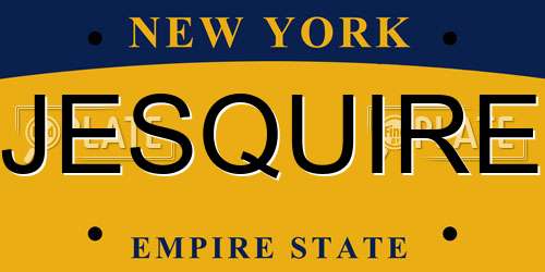JESQUIRE New York License Plate