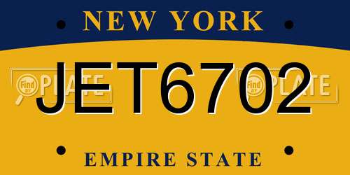 JET6702 New York License Plate